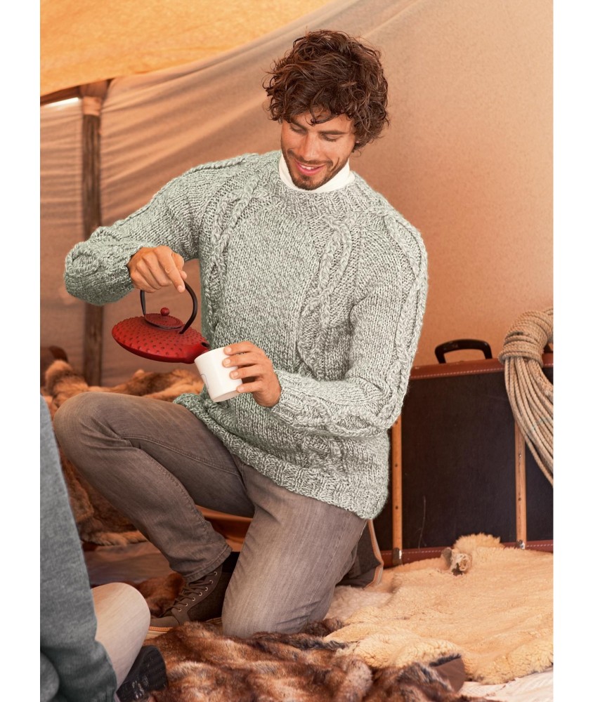 Patron tricot gratuit Pull fausses torsades Achille