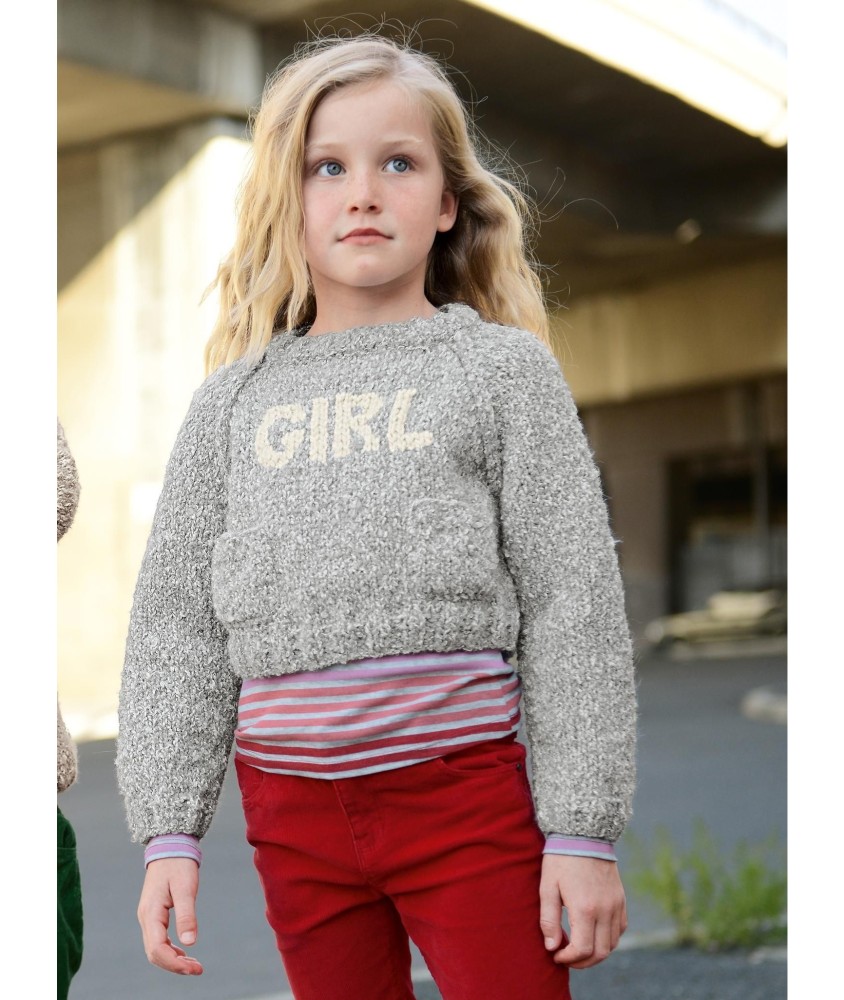 Patron tricot gratuit Pull court girl Cialia