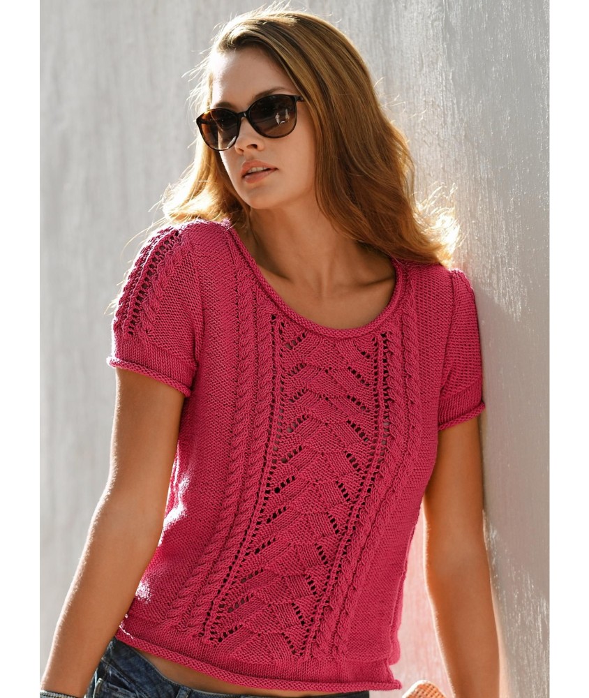 Patron tricot gratuit Pull manches courtes Samina