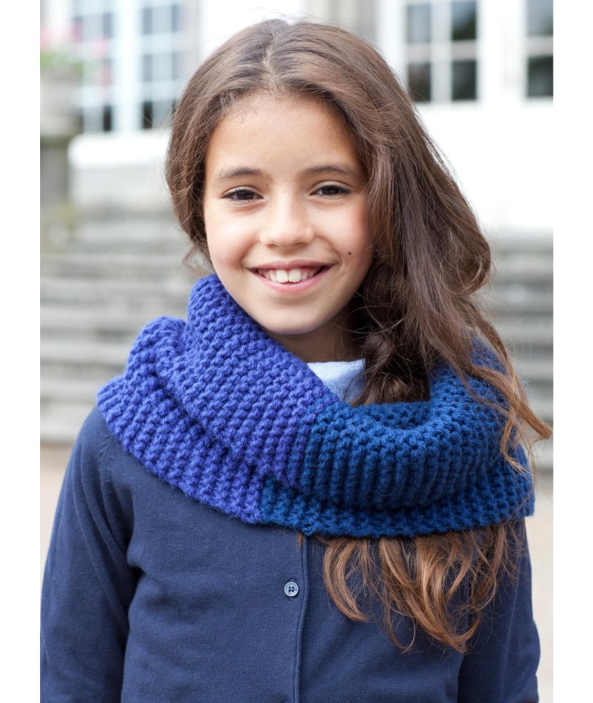 Patron tricot gratuit Snood enfant - version bicolore