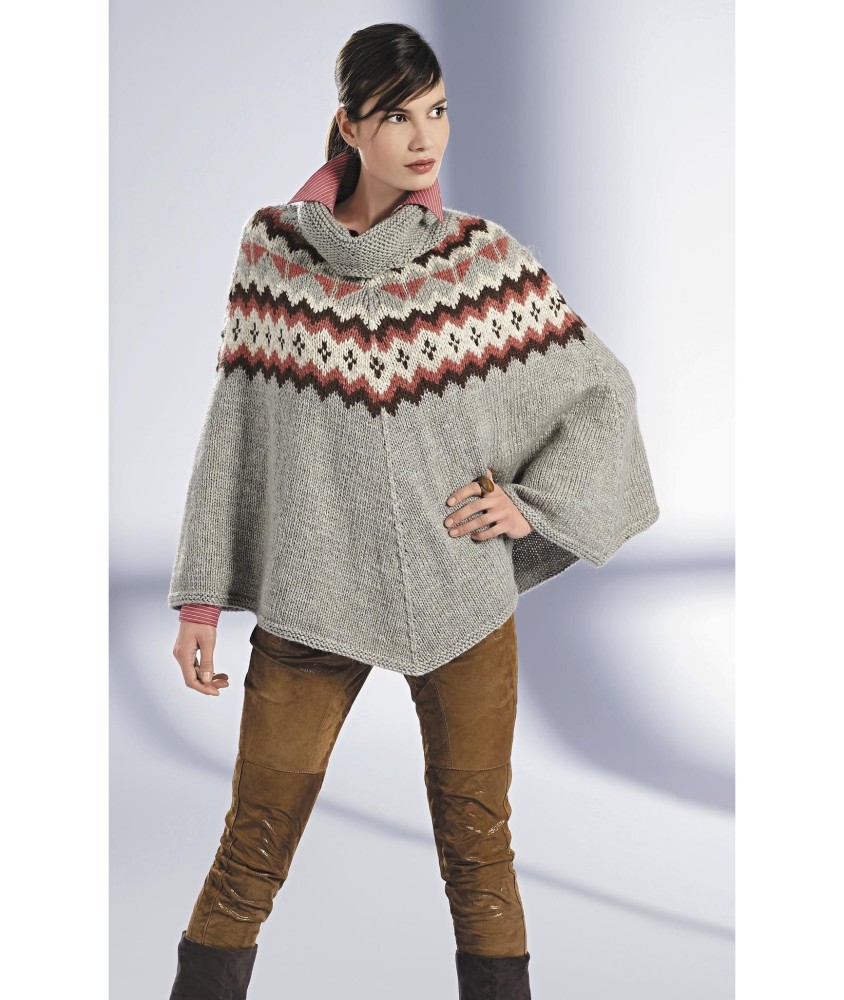 Patron tricot Poncho Agathe - Bergère de France
