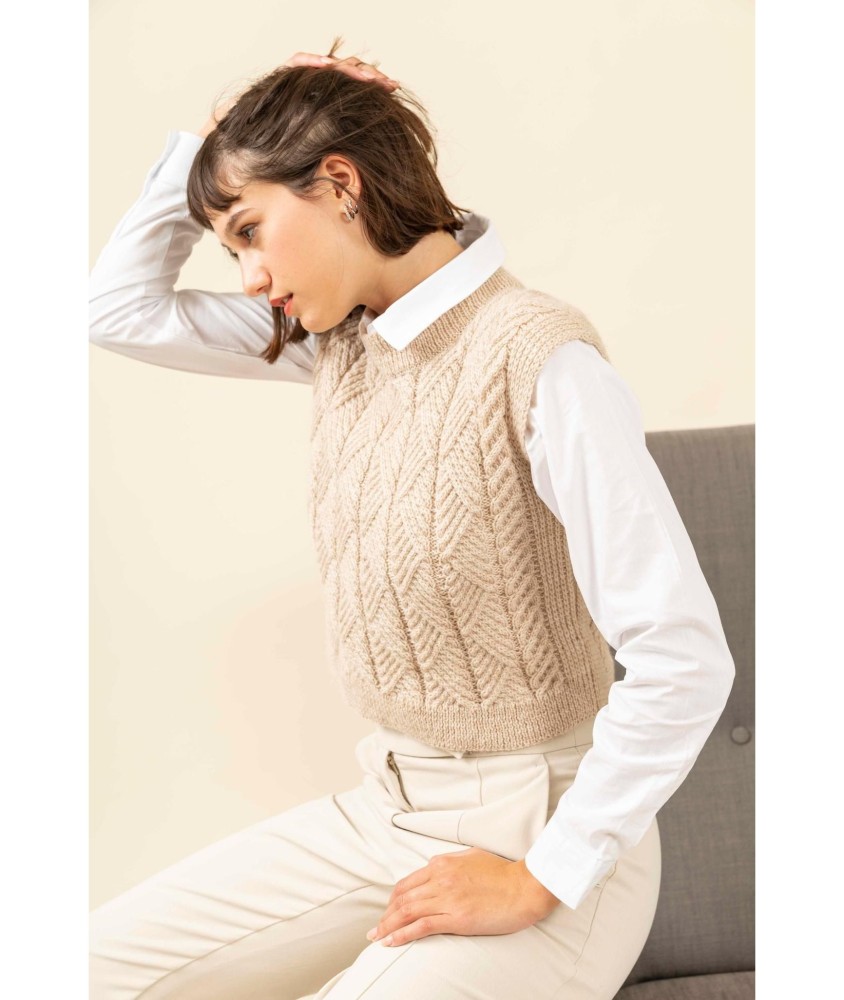 Patron tricot gratuit Débardeur à torsades Babeth