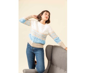 Patron tricot gratuit Pull jacquard ajouré Benjamine