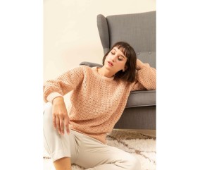 Patron tricot gratuit Pull ajouré col rond Betty