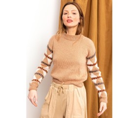 Patron tricot gratuit Pull manches jacquard Lola