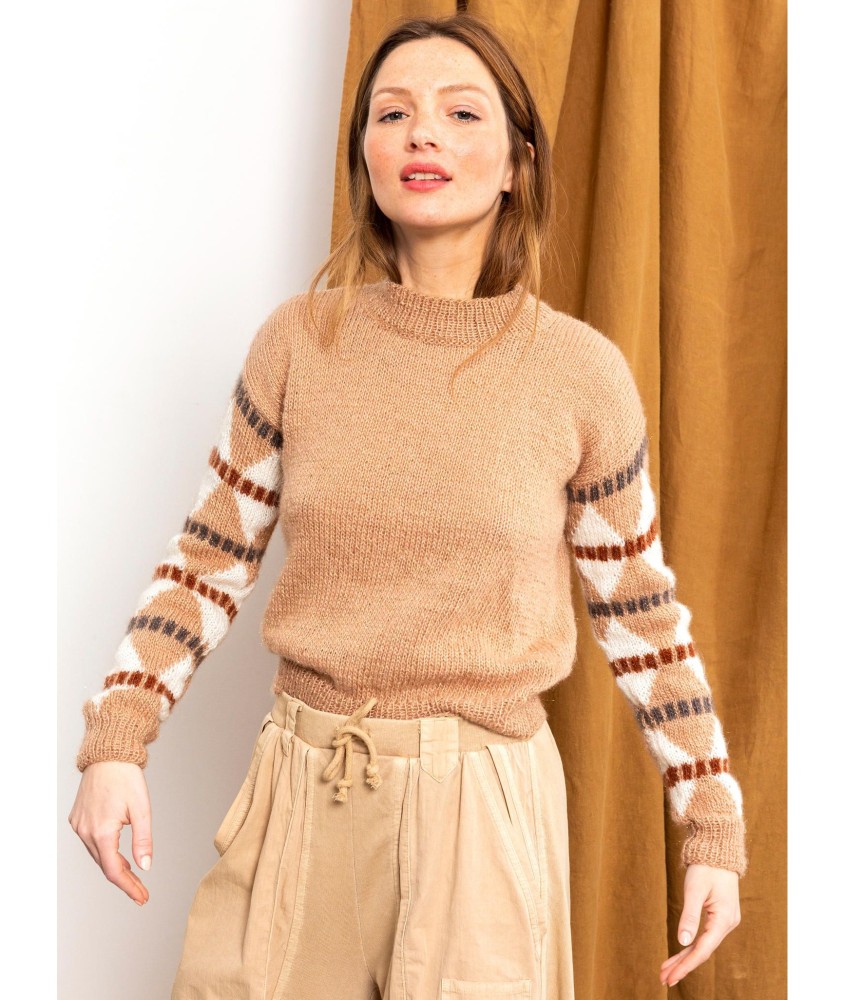 Patron tricot gratuit Pull manches jacquard Lola