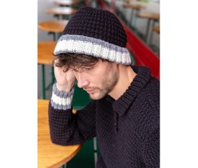 Patron tricot gratuit Bonnet revers rayé Renaud