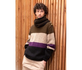 Patron tricot gratuit Snood rayé au point mousse Icare