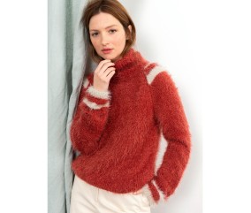 Patron tricot gratuit Pull raglan col roulé Anaïs