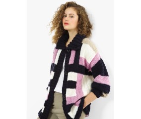 Patron tricot gratuit Veste color block Thaïs