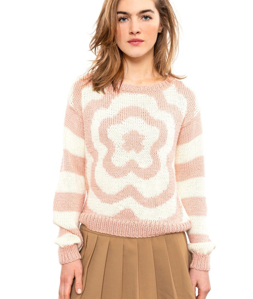 Patron tricot gratuit Pull jacquard fleur Iwona