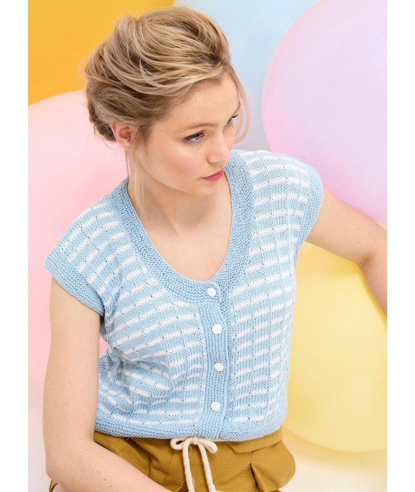 Patron tricot gratuit Gilet sans manches rayé Calypso