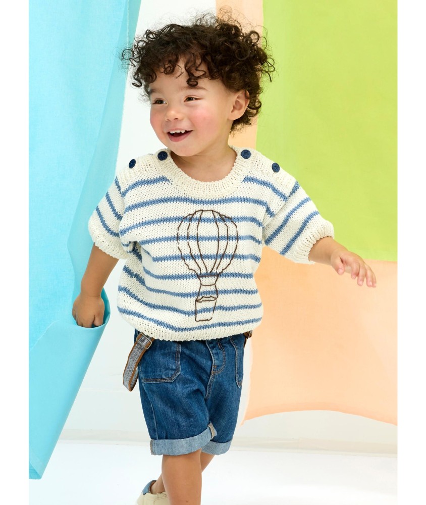 Patron tricot gratuit Pull été rayé montgolfière