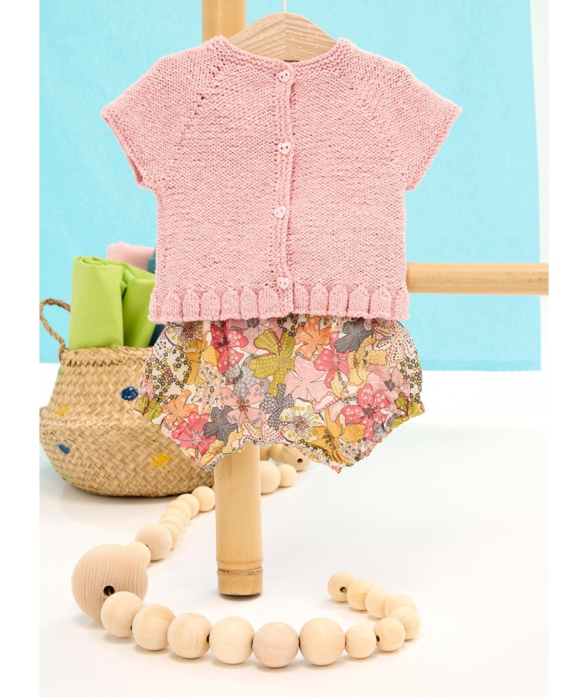 Patron tricot gratuit Gilet empiècement à volants Emma