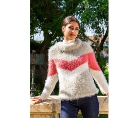 Patron tricot gratuit Pull femme rayé V Agathe