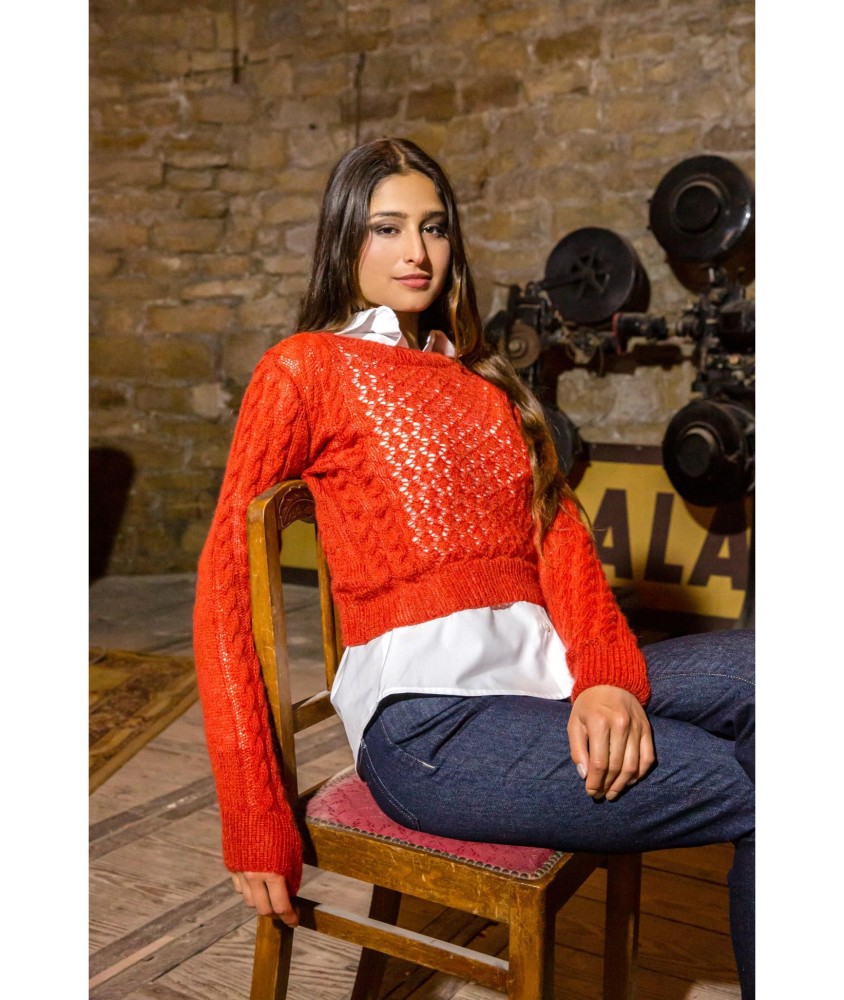 Patron tricot gratuit Pull femme ajouré Eloïse