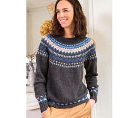 Patron gratuit Pull mixte jacquard nordique Marceline