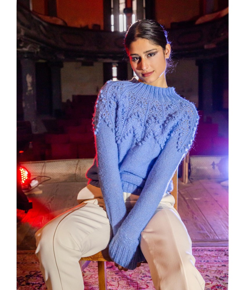 Patron tricot gratuit Pull femme empiècement Emma