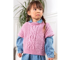 Patron tricot gratuit Sur-pull fille à torsades Isis