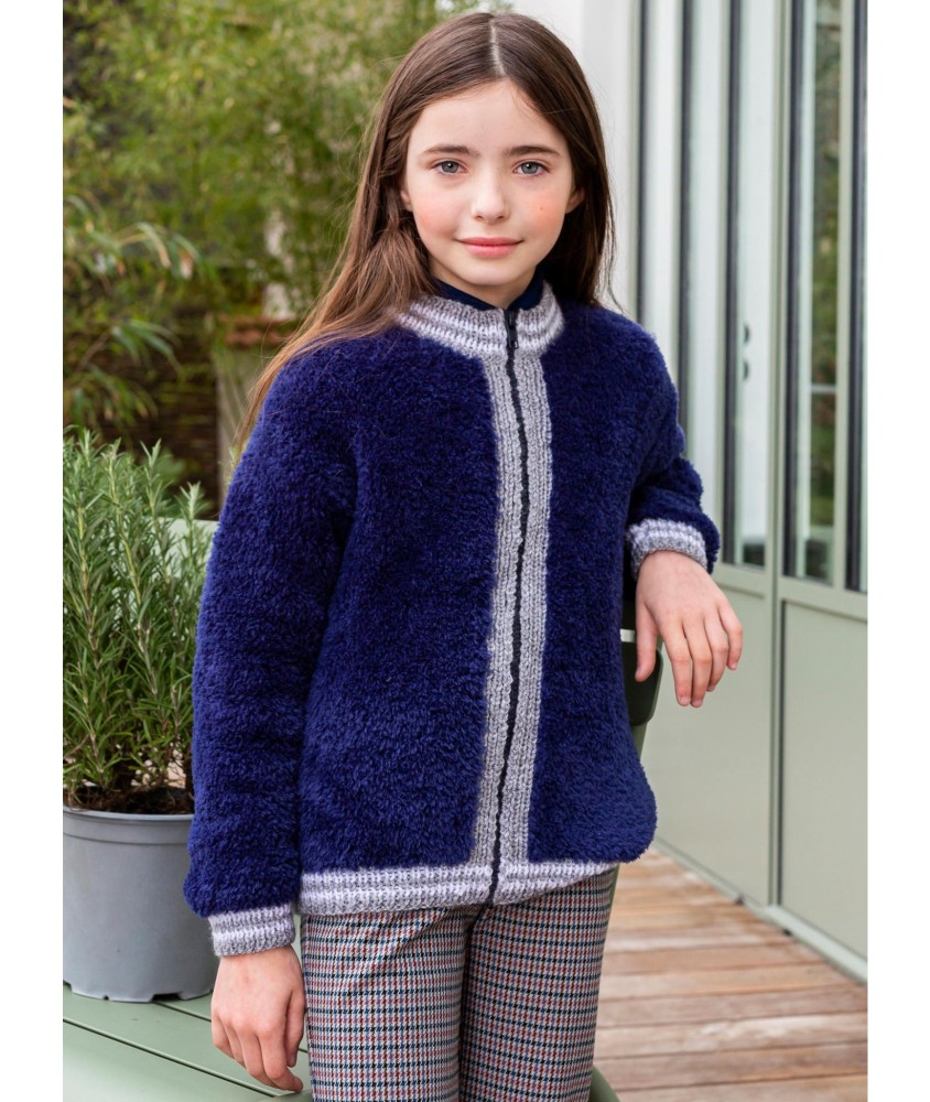 Patron tricot gratuit Gilet peluche zippé fille Océane