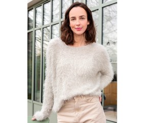 Patron tricot gratuit Pull poilu large femme Honorine