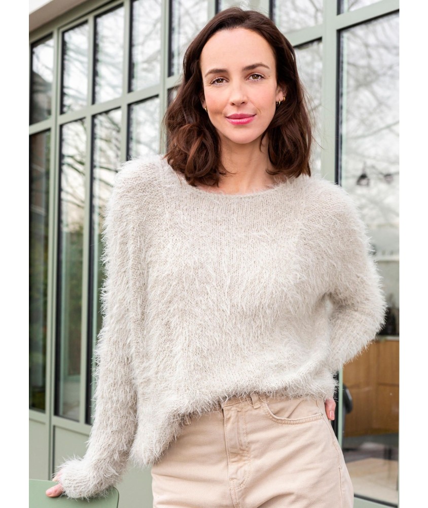 Patron tricot gratuit Pull poilu large femme Honorine