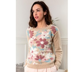 Patron tricot gratuit Pull femme floral Delphine