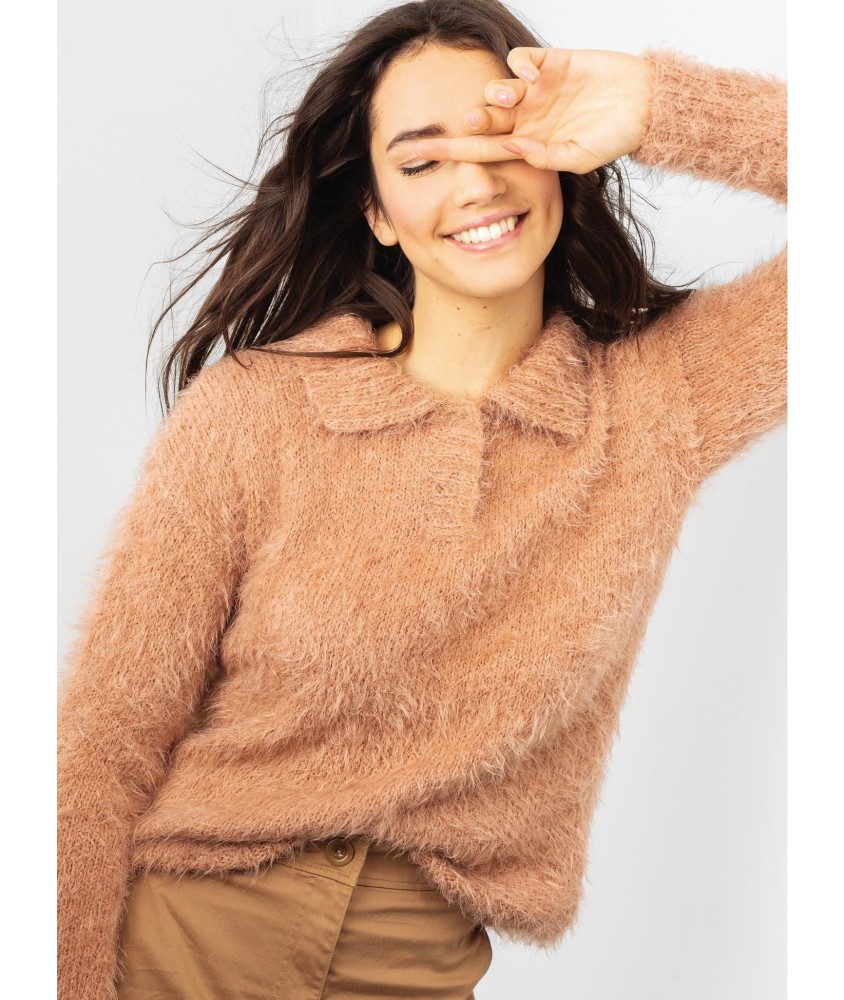 Patron tricot gratuit Polo poilu femme Aude