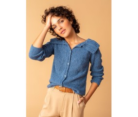 Patron tricot gratuit Gilet femme coton recyclé Elodie