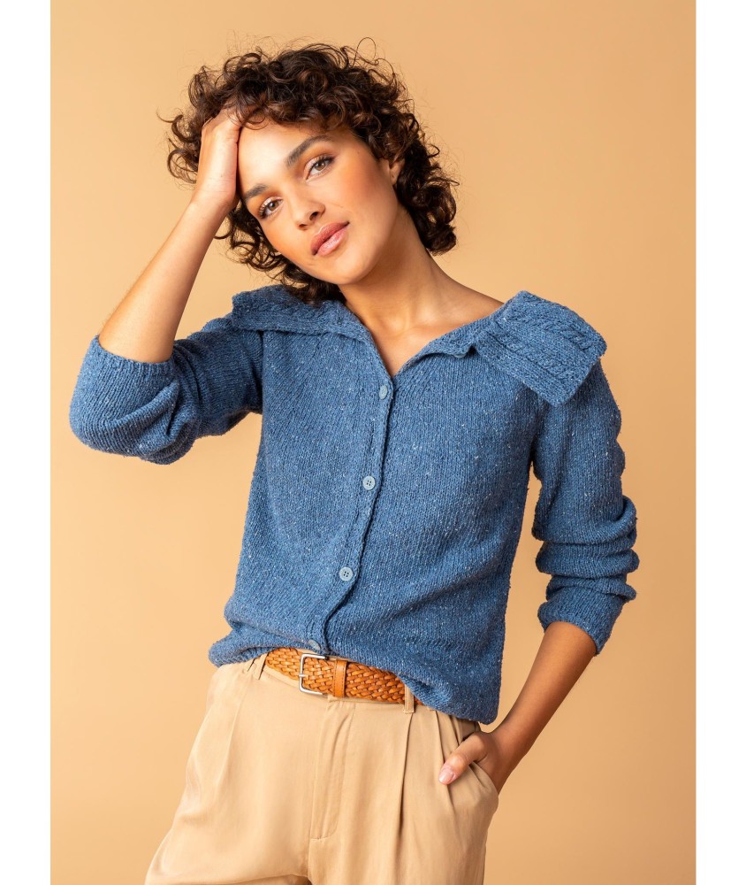 Patron tricot gratuit Gilet femme coton recyclé Elodie