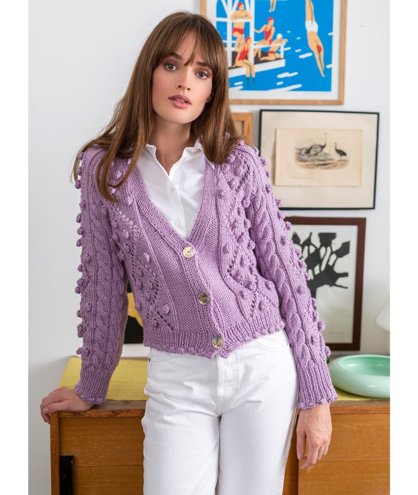Patron crochet gratuit Gilet V ajouré et nopes
