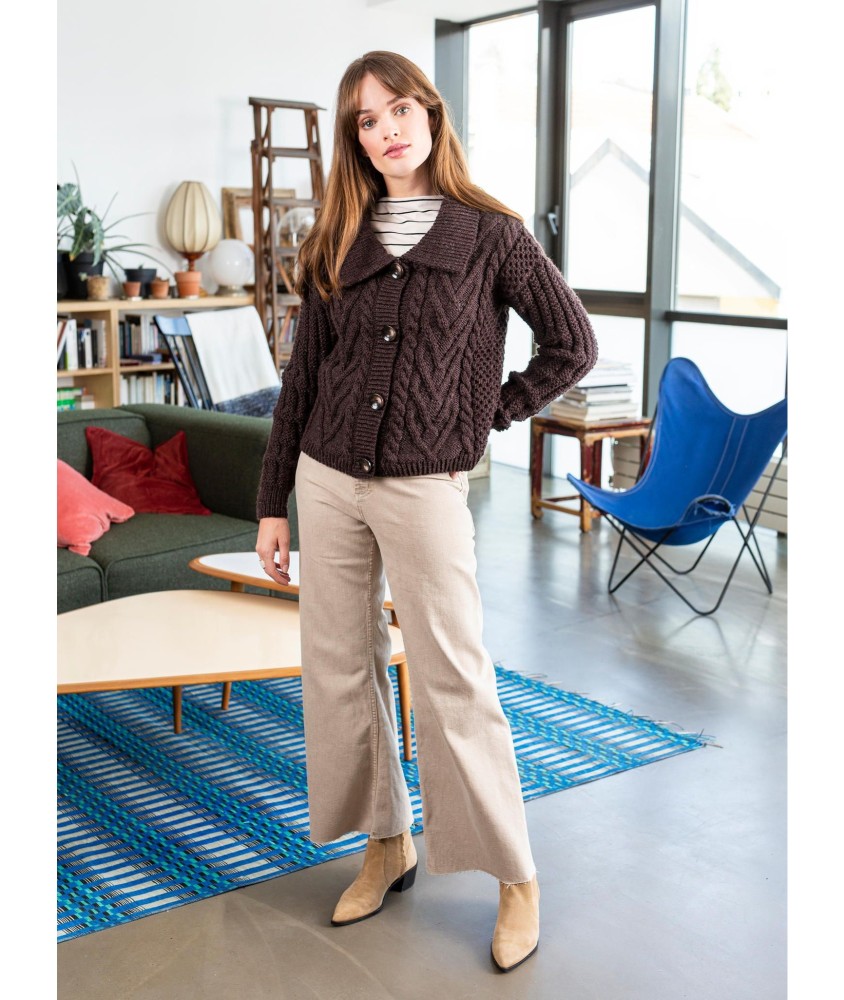 Patron tricot gratuit Veste courte à torsades