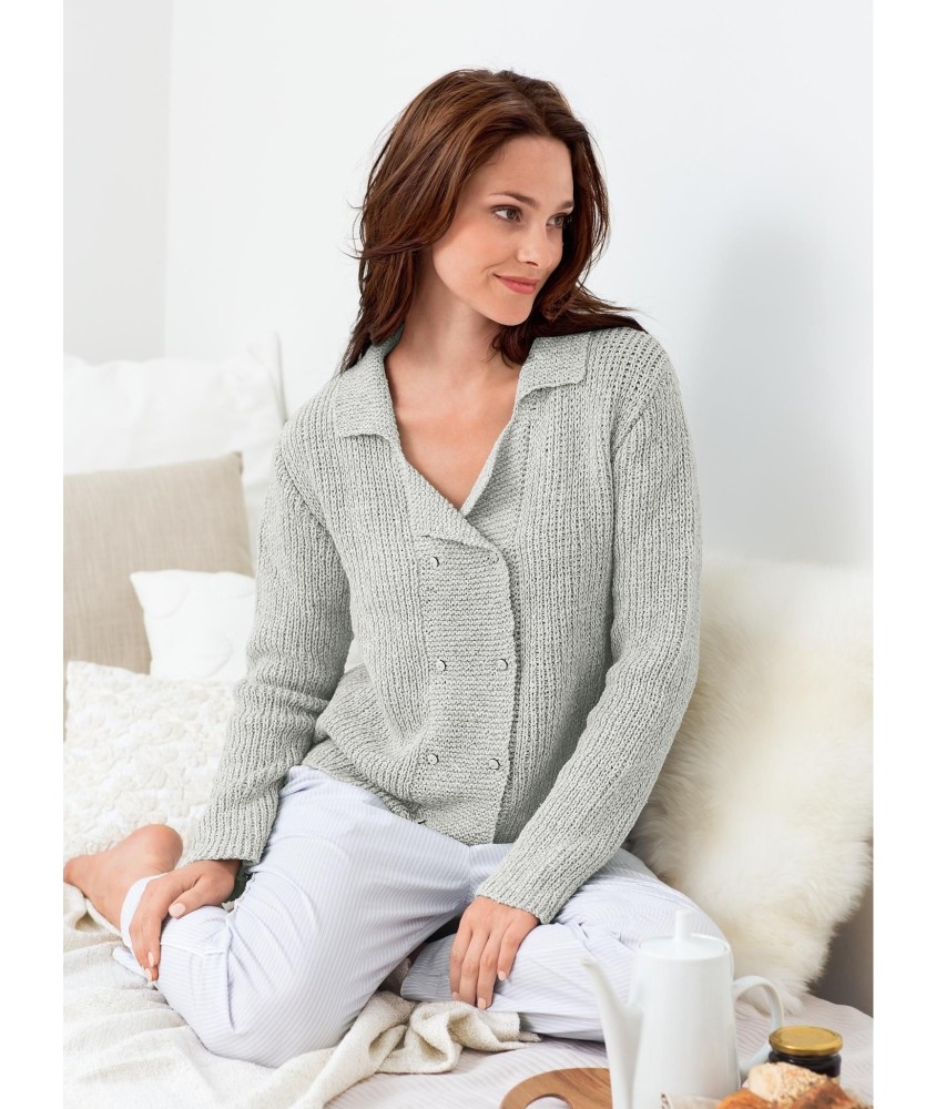 Patron tricot gratuit Veste croisée double boutonnage