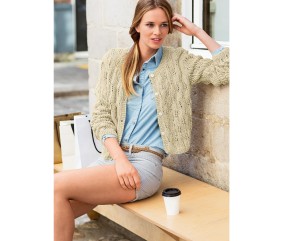 Patron gratuit Cardigan feuillage ajouré col rond