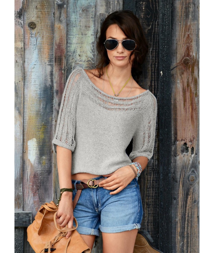 Patron crochet gratuit Pull court haut ajouré