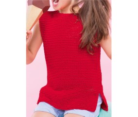Patron tricot gratuit Pull sans Manches Coton satiné