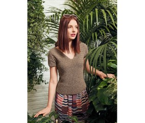 Patron crochet gratuit Pull col V manches courtes
