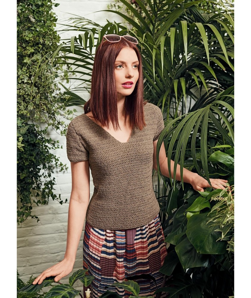 Patron crochet gratuit Pull col V manches courtes