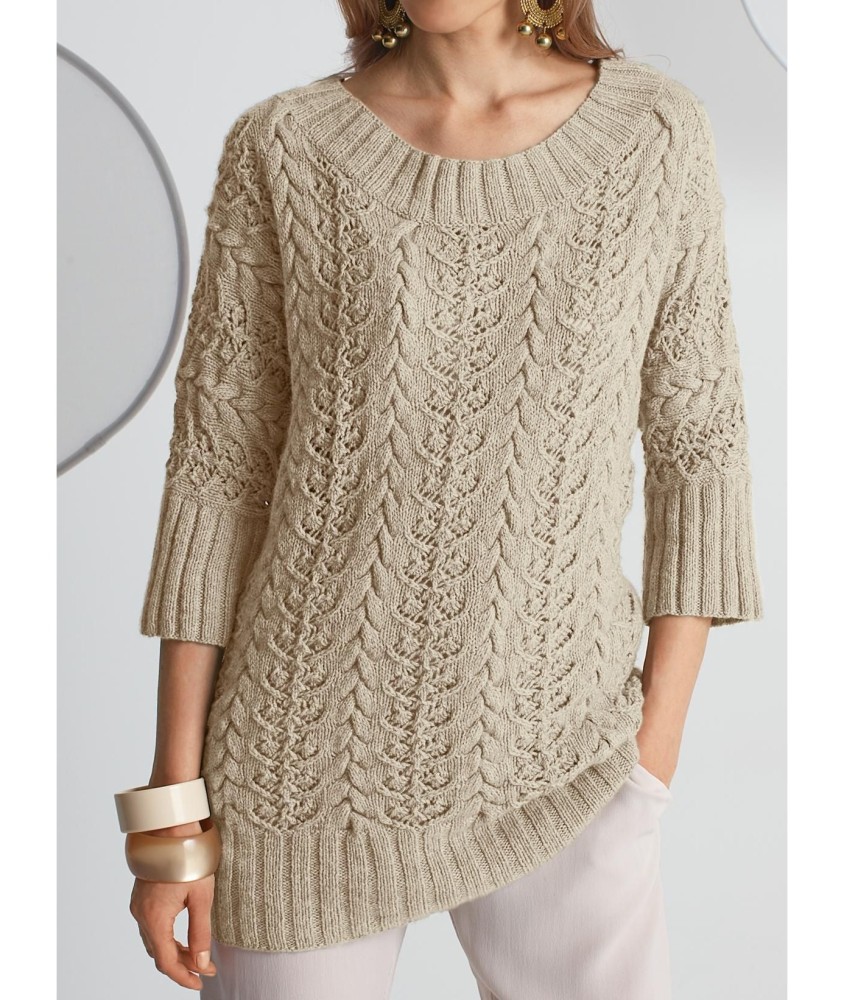 Patron tricot gratuit Tunique à torsades ajourées