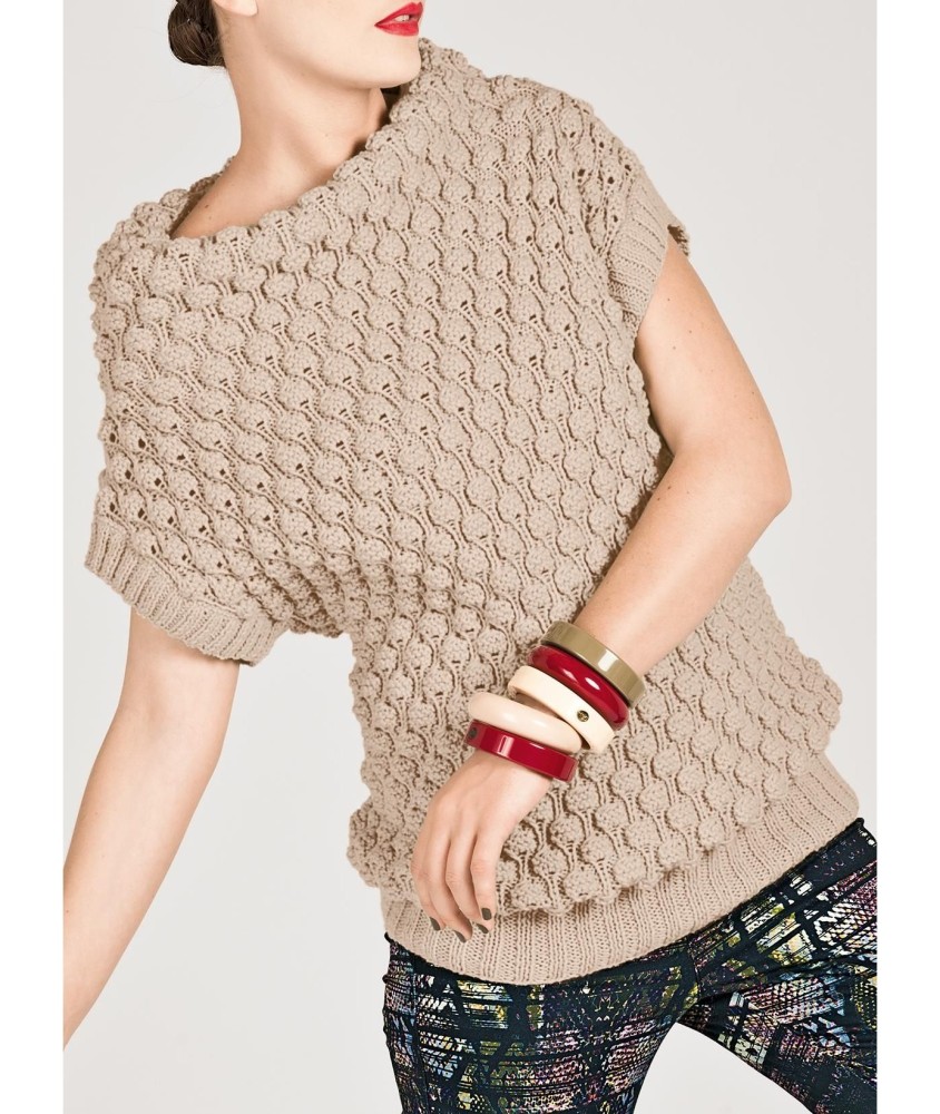 Patron tricot gratuit Pull fantaisie sans manches