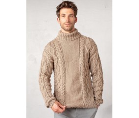 Patron tricot gratuit Pull à torsades col roulé