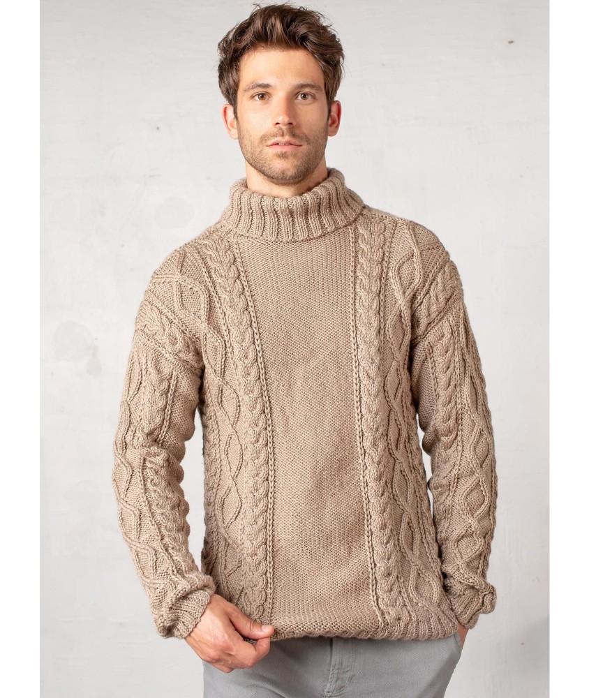 Patron tricot gratuit Pull à torsades col roulé