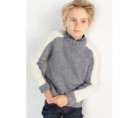 Patron tricot gratuit Pull manches bicolores