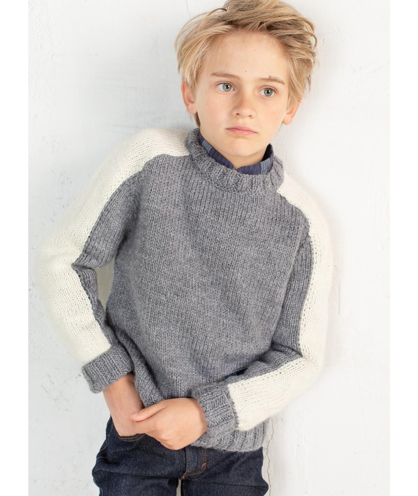 Patron tricot gratuit Pull manches bicolores