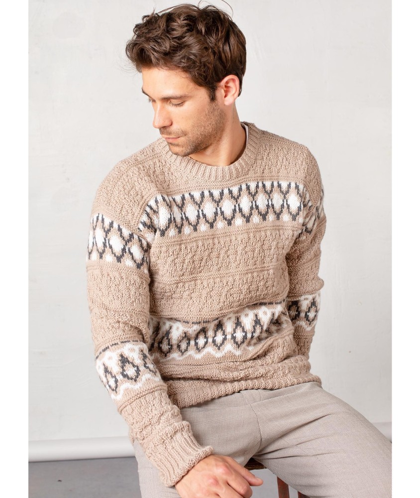 Patron gratuit Pull jacquard et points fantaisies