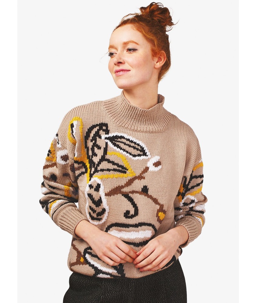 Patron tricot gratuit Pull jacquard col montant