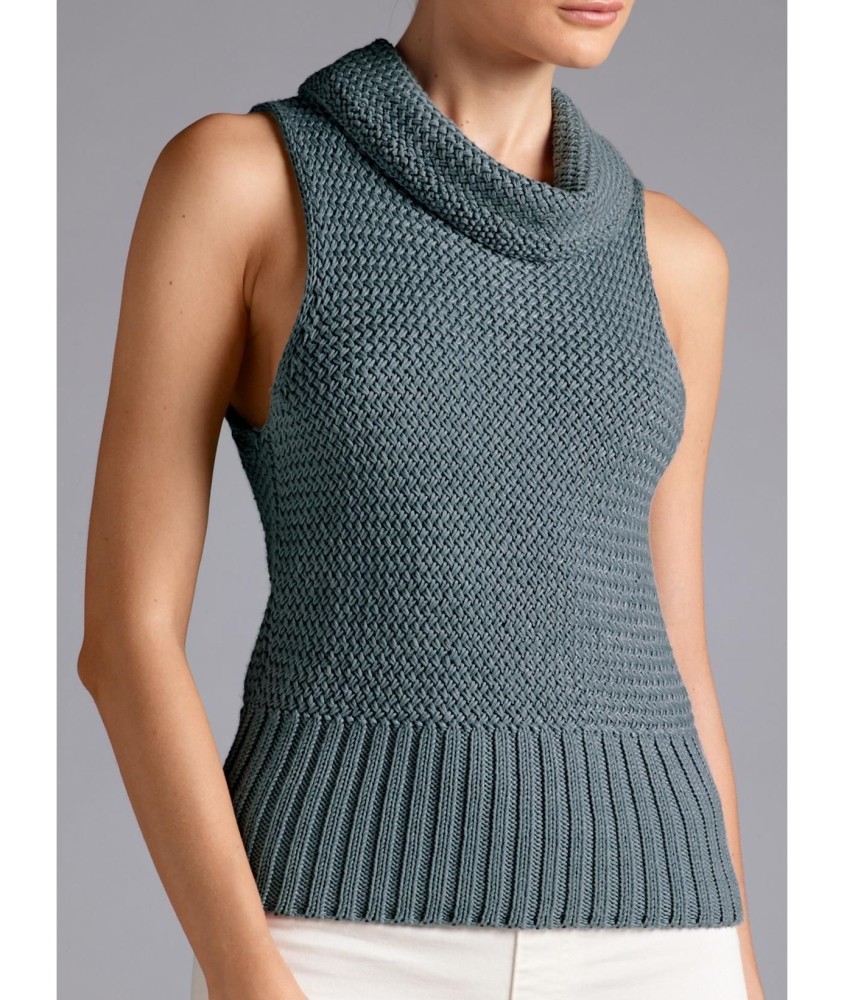 Patron tricot gratuit Pull sans manches col tombant