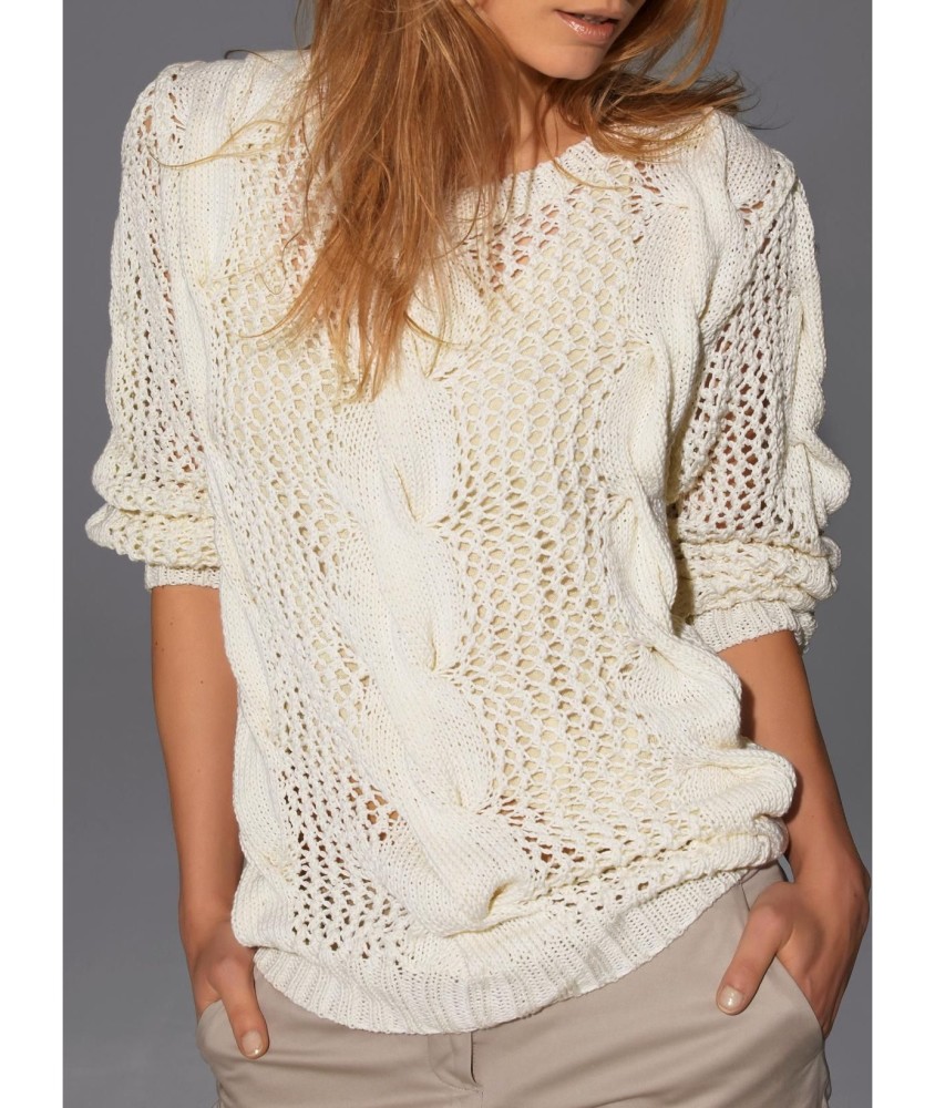 Patron tricot gratuit Pull ajouré à torsades