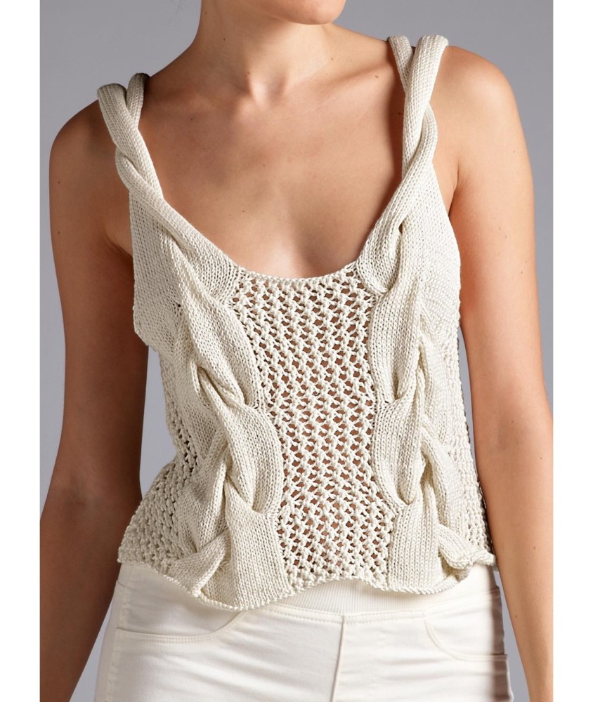 Patron tricot gratuit Top ajouré à torsades