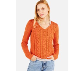 Patron tricot gratuit Pull fin à torsades col V